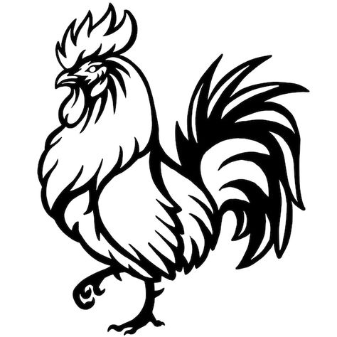 Free Rooster Svg Files For Cricut, Rooster Svg Free, Rooster Line Art, Rooster Drawing Simple, Rooster Art Drawing, Chicken Clipart Black And White, Rooster Tattoo Design, Rooster Outline, Chicken Drawings