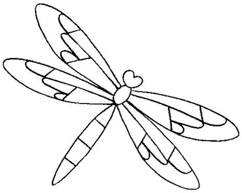 Simple Dragonfly, Kids Coloring Sheets, Embroidery Designs For Kids, Dragonfly Drawing, Dragon Fly Craft, Diy Stained Glass Window, Stained Glass Cookies, Dragonfly Pattern, L'art Du Vitrail