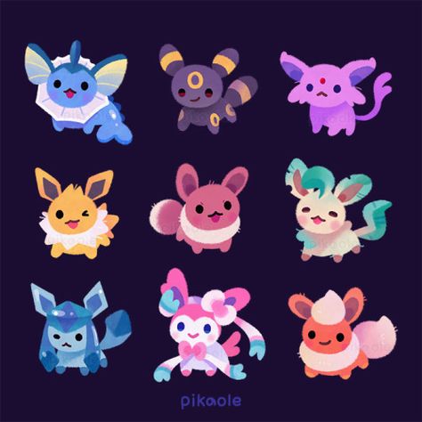 Pikaole Pokemon, Pokemon Illustration, Eevee Evolution, Cool Pokemon Wallpapers, Pokemon Universe, Pokemon Eeveelutions, Eevee Evolutions, Pokemon Eevee, Paintings And Drawings