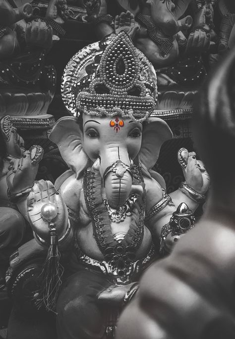 Black and white photo of ganesh ji. Visit my Instagram @umesh.sonii Pic by @mishtii.doi #ganesha #bappa #ganesh ji Ganesh Ji Asthetic Picture, Ganpati Bappa Wallpapers Black And White, Krishna Holi, Radha Krishna Holi, Ganpati Bappa Wallpapers, Baby Birthday Photoshoot, Wallpapers Black, Qhd Wallpaper, Bappa Morya