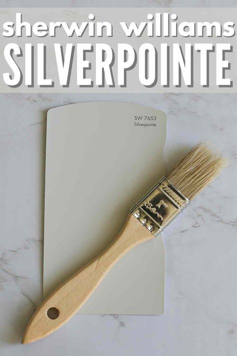 Sherwin Williams Silverpointe SW 7653 Ultimate Paint Review: See this popular paint shade in more than 15 REAL homes to decide if it's perfect for your own house! #sherwinwilliamssilverpointe #silverpointe #sherwinwilliams #paint #sherwinwilliamspaint #paint #paintcolors #paintreview #paintstudy #paintshades #silverpointepaint #silverpointebathroom #silverpointebedroom Sherwin Williams Silverpointe, Picking Paint Colors, Sherwin Williams Gray, House Color Palettes, Real Homes, Space Painting, Favorite Paint Colors, Paint Sheen, Grey Paint Colors