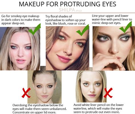 Makeup For Eyeshapes, Eye Makeup Protruding Eyes, Makeup Tutorial Round Eyes, Makeup For Round Eyes Eyeliner, Round Protruding Eyes Makeup, Makeup For Wide Eyes, Wide Set Eyes Makeup, Rounded Eyes Makeup, Protruding Eyes Eyeliner