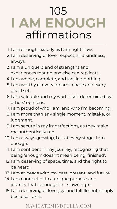 i am enough affirmations I Will Statements, Uplifting Affirmations For Women, Prayers For Self Worth, Daily Affirmations For Self Confidence, List Of Positive Affirmations, Self Improvement Affirmations, I Am Enough Quotes Affirmations, Authentic Self Affirmations, Affirmations For Positive Mind