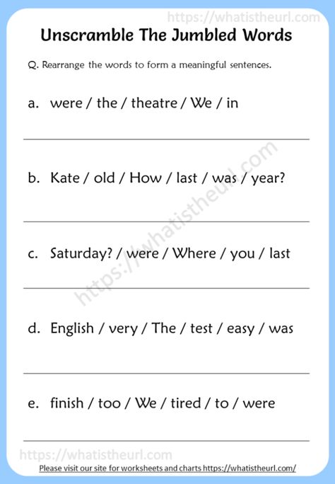 Unscramble The Jumbled Words Worksheets - Your Home Teacher Jumbled Words Worksheets, 1st Grade Writing Worksheets, Preschool Friendship, Writing Sentences Worksheets, Building Sentences, Basic English Grammar Book, Jumbled Words, Words Worksheet, Unscramble Words