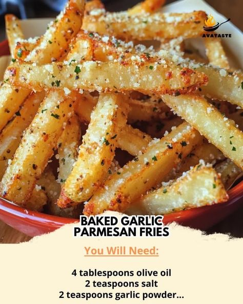 Garlic Parmesan Fries, Parmesan Fries, Baked Garlic, Garlic Parmesan, Garlic Powder, Parmesan, Garlic, Side Dishes, Baking