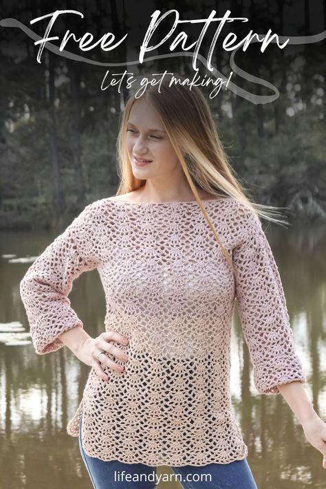 Crochet Pattern for a Lace Tunic Crochet Tunic Pattern, Crochet Summer Tops, Crochet Tunic, Tunic Pattern, Lace Tunic, Crochet Top Pattern, Sweater Crochet Pattern, Crochet Blouse, Short Mini Dress