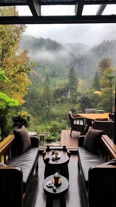 Rain Ambience, Rainy Day Drawing, Rain Coffee, Rain And Coffee, Iphone Wallpaper Hipster, Cosy Home, Beautiful Places Nature, Coffee Love, Modern House Exterior