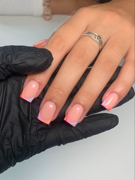 Vacation French Tip Nails, French Biab, Mommy Nails, Mama Nails, Sqaure Nails, Beginner Nail Designs, Solar Nails, Overlay Nails, Tapered Square Nails