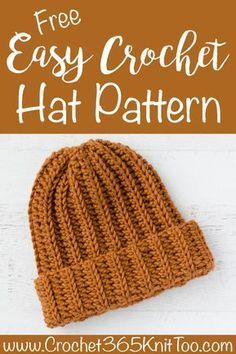 Easy Crochet Hat Patterns, Crochet Beanie Pattern Free, Ribbed Crochet, Easy Crochet Hat, Crochet Hat Free, Easy Crochet Patterns Free, Bonnet Crochet, Crochet Beanie Hat, Crochet Beanie Pattern