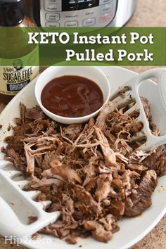 Pulled Pork Instant Pot, Pulled Pork Instant Pot Recipe, Keto Pulled Pork, Low Carb Pulled Pork, Instant Pot Pulled Pork, Low Carb Instant Pot Recipes, Picnic Roast, Keto Bbq Sauce, Keto Bbq