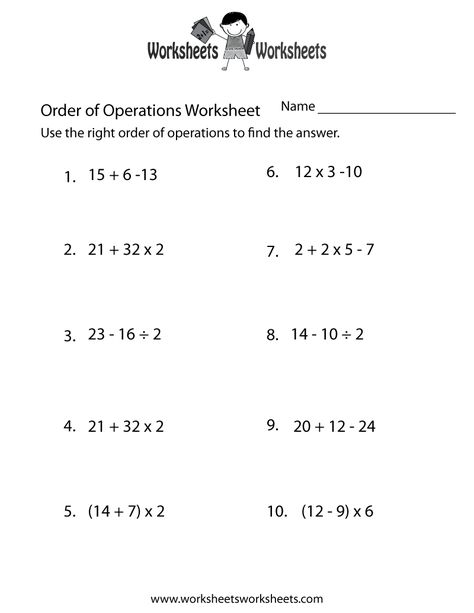 Simple Order of Operations Worksheet Printable Order Of Operations Worksheet, Pemdas Worksheets, Top Template, Pre Algebra Worksheets, Volume Math, 6th Grade Worksheets, 5th Grade Worksheets, Math Practice Worksheets, Grade 6 Math