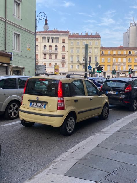 #fiat #fiatpanda #italy #trieste #cars #loveit #yellow #aethstetic Fiat 500 Black, Fiat Panda Camper, Fiat Uno Mille, Fiat Panda 100hp, Fiat Mobi, Fiat Panda, Trieste, Italy