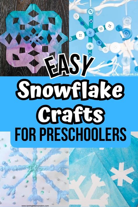 Snowflake For Preschool, Fun Winter Crafts For Kids, Easy Preschool Winter Crafts, Snowflakes For Preschoolers, Snowflake Craft For Toddlers, Easy Snowflake Crafts For Kids, Snowflakes Preschool Activities, Snowflake Arts And Crafts For Kids, Easy Snowflakes For Kids