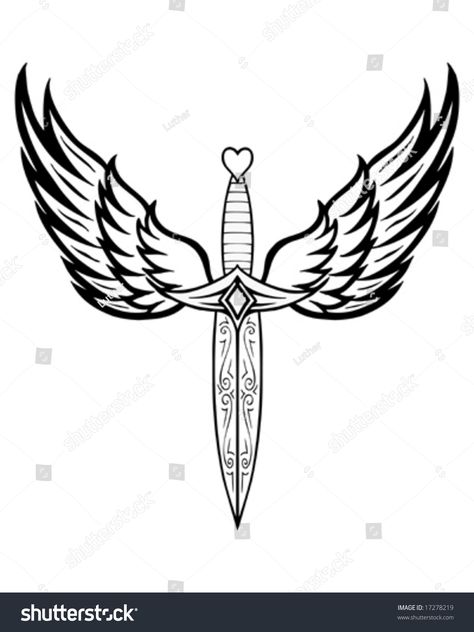 Knife Wings Tattoo, Winged Tattoo, Alas Tattoo, Owl Wings, Knife Tattoo, Wing Tattoo, Dagger Tattoo, Wings Tattoo, Illustrator Tutorials