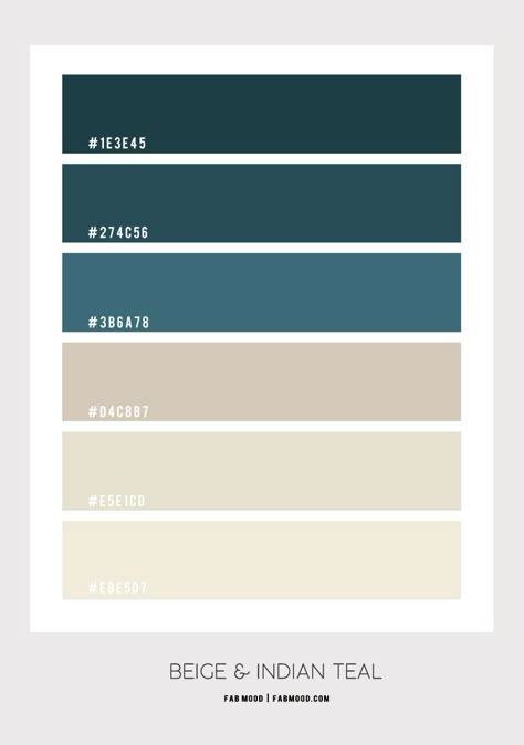 Beige and Indian Teal Bedroom Color Scheme Ideas | Fab Mood Colors Teal Beige Color Palette, Teal And Cream Color Palette, Teal Colour Combinations, Beige Colour Combinations, Teal Green Color Combination, Beige Color Combinations, Teal Color Combinations, Bedroom In Beige, Cream Color Combination