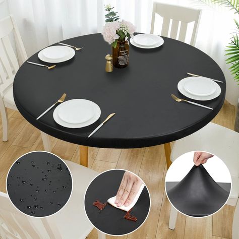 Black table linens wedding