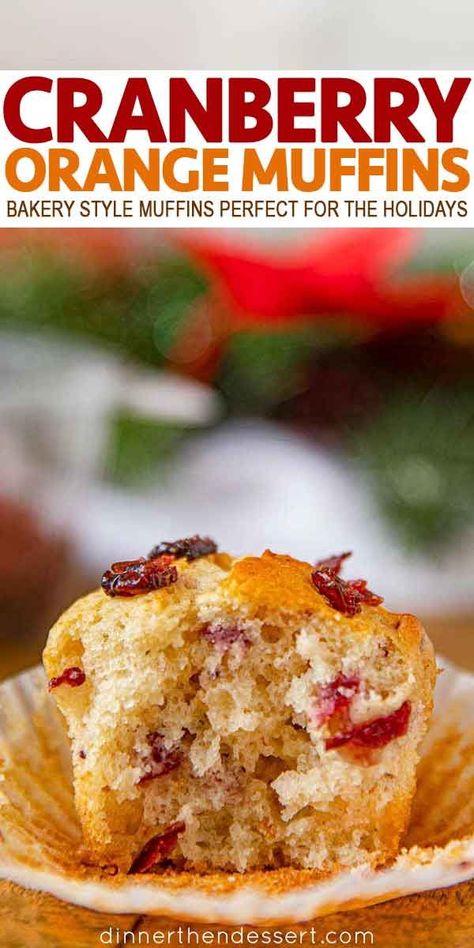 Cranberry Orange Muffins are the perfect holiday sweet treat made with dried cranberries, orange zest and a super tender bakery-style muffin. #cranberrymuffins #muffins #cranberryorangemuffins #baking #holidaybaking #Christmas #cranberry #breakfast #dinnerthendessert Dried Cranberry Muffins, Holiday Muffins, Muffins Cranberry, Cranberry Orange Muffin Recipe, Orange Muffin Recipe, Orange Baking, Cranberry Orange Muffins, Bakery Style Muffins, Orange Muffins