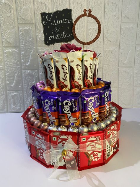 Chocolate Decorations For Wedding, Chocolate Hampers For Engagement, Engagement Chocolate Hamper, Choclate Packing For Engagement, Engagement Gift For Groom, Engagement Packing, Engagement Hamper, Cake Hamper, Chocolate Tower