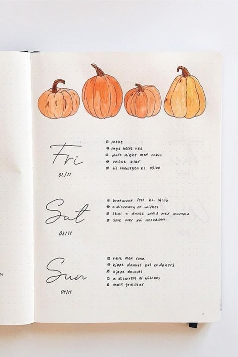 If you need some fresh ideas for your bujo layouts, check out these awesome fall themed spreads for inspiration! #bulletjournal #bujospread #bujoideas #fallbujo Fall Bujo Cover, October Bujo Theme Ideas, Fall Journal Spread, Bullet Journal Autumn Theme, October Bullet Journal Weekly Spread, Fall Bujo Theme, Bullet Journal Fall Theme, October Bujo Theme, Autumn Bujo