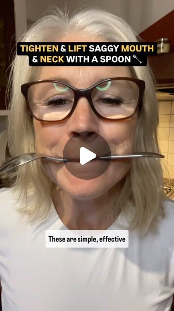 Liz Wadden | Face Yoga Specialist on Instagram: "✨ Did you know using a spoon for just a few minutes a day, 5 times a week, can help tone and firm your face and neck? ✨  By holding a spoon between your curled lips, you’re working the muscles around your mouth, jawline, and neck, which helps to: - Lift the corners of your mouth for a more youthful smile. - Firm up sagging neck and jowl areas, reducing the appearance of loose skin. - Strengthen key facial muscles, which naturally boosts collagen and tightens your skin over time!  Whether you’re in your 20s, 40s, or beyond, it’s never too late (or early!) to start working those muscles.   Just like the rest of your body, your face muscles respond to exercise!   Consistent practice can lead to younger-looking, more radiant skin—naturally!   If Face Exercises With Spoon, Get Rid Of Wrinkles Around Mouth, Face Sagging Skin Tightening, Neck Sagging Skin Tightening, Face Yoga With Spoon, Spoon Face Exercise, Neck Lift Exercise, Face Yoga For Smile Lines, Face Yoga Exercises For Jowls