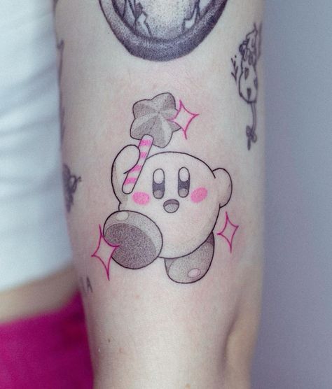 #tattoos #tattooshop #tattoosleeve #tattoosofinstagram #tattoostudio #tattoosnob #tattoosketch #tattoostyle #tattooslove #tattoosrock #tattoostagram #tattoosocial #tattoosociety #tattoosday #tattoosp #tattooselection Cinnamon Roll Tattoo, Jigglypuff Tattoo, Kirby Tattoo, Nintendo Tattoo, Gladiolus Tattoo, Tattoo Anime, Cartoon Character Tattoos, Bear Tattoo, Beautiful Tattoo