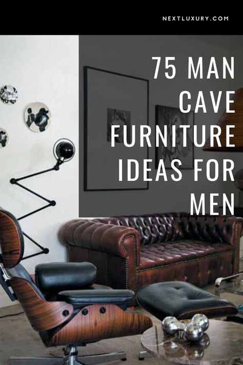 As if buying furniture for the rest of the house wasn’t already hard enough. When it comes to man cave furniture, the struggle is all too real.Let’s face it, you’re not going to find a whole lot of masculine sofas, chairs and tables out there. #nextluxury #homedesign #homedecor #homedecorideas Masculine Sofas, Single Man House Decor, Man Cave Furniture Ideas, Man House Decor, Man Cave Couch, Man Cave Chair, Classy Man Cave, Bachelor Pad Living Room, Diy Interior Design Projects