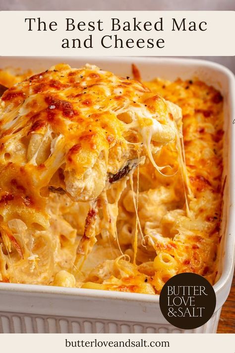 This Baked Mac and Cheese recipe is the epitome of Southern comfort. It’s rich, cheesy, creamy, and has a beautifully golden top that adds the right amount of texture to this decadent dish. This recipe doesn’t hold back on cheese or flavor, and it’ll have everyone coming back for seconds. Here’s to the best mac and cheese out there. Best Homemade Mac And Cheese Recipe, Best Baked Mac And Cheese Recipe, Best Baked Mac And Cheese, Oven Mac And Cheese, Best Mac And Cheese Recipe, Homemade Mac And Cheese Recipe Baked, The Best Mac And Cheese, Easy Mac N Cheese Recipe, Gluten Free Mac And Cheese