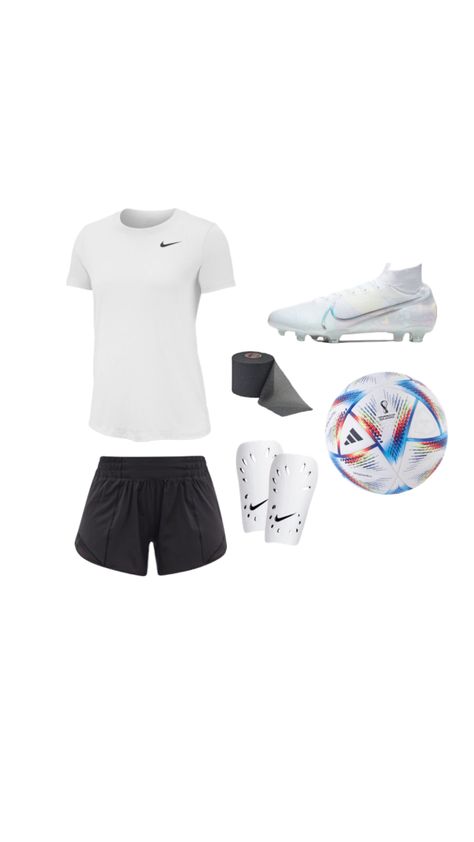 soccer!! ⚽️ Soccer Training Outfits, Football Training Outfit, Soccer Drip, Soccer Fits, Soccer Game Outfits, Soccer Training Equipment, Soccer Hairstyles, Nike Fc, Soccer Outfit