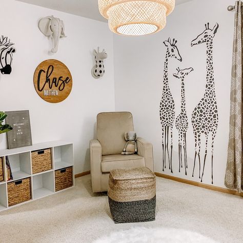 Nursery Giraffe Wall Decal Giraffes Family Wall Decal | Etsy Safari Nursery Decals, Giraffe Room, Nursery Giraffe, Safari Room, Safari Theme Nursery, Giraffe Nursery, Baby Room Themes, Baby Boy Room Decor, Nursery Room Design