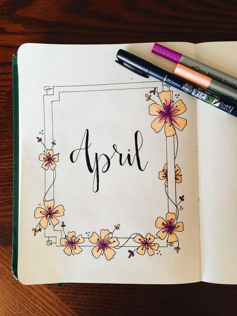 April Calligraphy Bullet Journal, April In Calligraphy, April Font Hand Lettering, May Calligraphy, April Lettering, April Calligraphy, April Journal, Calligraphy Journal, Handwriting Ideas