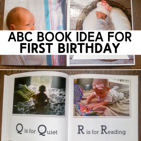 So cute! #firstbirthday #photobook Diy Abc Book, Diy Baby Book, Baby Abc Book, How To Organize Photos, Baby Alphabet Book, First Birthday Ideas, Organize Photos, Baby Books Diy, C Is For Cat