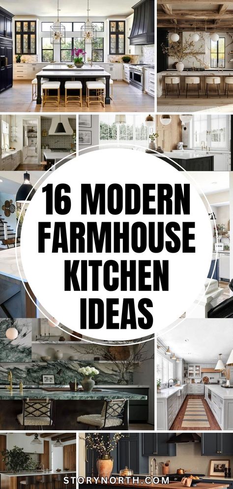 Pin these timeless kitchen ideas to elevate your home decor game! Discover the perfect blend of modern and farmhouse style for your kitchen makeover. #HomeDecor #KitchenIdeas #ModernFarmhouse #DecorInspiration Farmhouse Kitchen Joanna Gaines, Simple Farmhouse Kitchen, Modern Farmhouse Kitchen Ideas, Farmhouse Decoration Ideas, Beautiful Modern Farmhouse, Small Farmhouse Kitchen, Modern Farmhouse Interior Design, Farmhouse Kitchen Lighting, Farmhouse Kitchen Tables