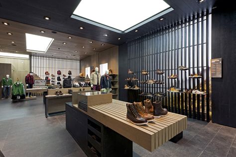 Timberland by Dalziel and Pow London 02 Cubicle Design, Timberland Store, Retail Architecture, Retail Store Interior Design, Retail Store Interior, Carnaby Street, Kitchen Decor Apartment, Retail Concepts, Store Interiors