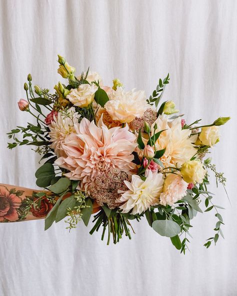 Cafe Au Lait Bridal Bouquet, Dahlia And Chrysanthemum Bouquet, Cafe Au Lait Dahlia Bridal Bouquet, Cafe Au Lait Dahlia Bouquet, Lisianthus Bouquet, Dahlia Bridal Bouquet, Dahlia Wedding Bouquets, Chrysanthemum Bouquet, Gold Wedding Flowers