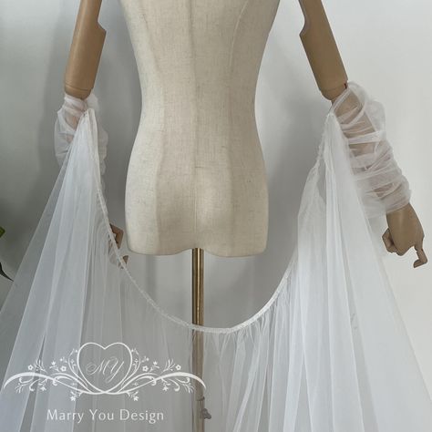 Minimalist Pleating Half-sleeves With Long Train,tulle Wedding Cape,backless Wedding Detachable Sleeves,plain Bridal Cape With Edge Beads - Etsy Australia Tulle Cape, Detachable Sleeves, Wedding Cape, Bridal Cape, Backless Wedding, Long Train, Tulle Wedding, Wedding Veil, Wedding Outfit