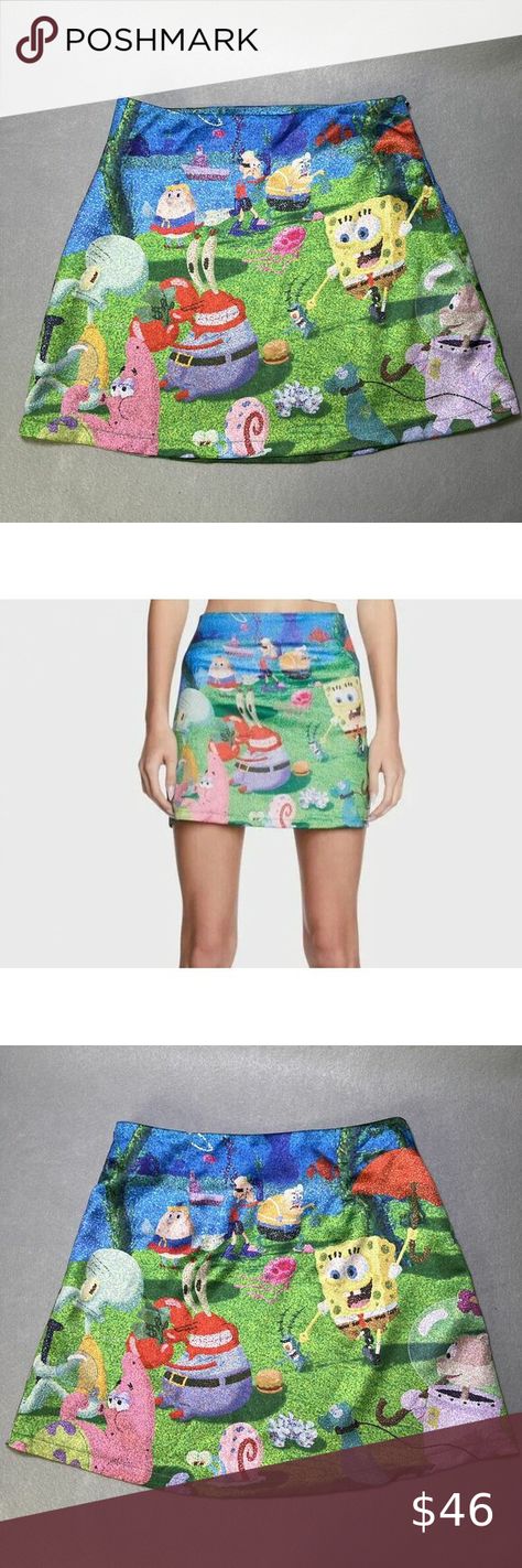 Dolls Kill x SpongeBob Nautical Neighbors Mini Skirt XS Skirt Satin, Dolls Kill, Mini Skirt, Nautical, High Waist, Mini Skirts, Dresses Skirts, Satin, Dolls