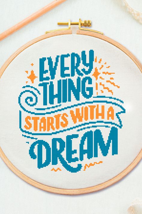 Excited to share this item from my #etsy shop: Every thing starts with a dream quote cross stitch pattern simple embroidery cross stitch positive motivation needlepoint design home design #crossstitchpdf #smallcrossstitch #crossstitchmodern #crossstitchquote #embroiderypatterns #crossstitch #cross #stitch #pattern #patterns #simplecrossstitch #easycrossstitch #crossstitchchart #countedcrossstitch #moderncrossstitch #crossstitchart #crossstitchpattern #crossstitchpattern #embroiderypattern #funny Cross Stitch Pattern Simple, Dream Quote, Motivational Text, Quote Cross Stitch, Motivation Text, Cross Stitch Quotes, Easy Cross Stitch Patterns, Baby Cross Stitch Patterns, Subversive Cross Stitch