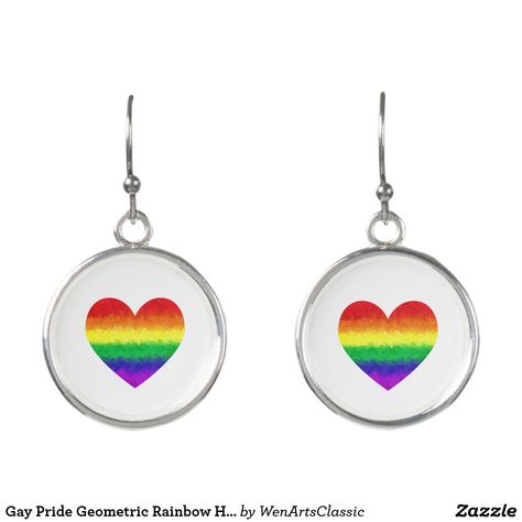 Gay Pride Geometric Rainbow Heart LGBT Love Earrings #prideearrings #gayearrings #earrings #lgbt #lgbtaccessories #pridemonth #prideparade Gay Pride Jewelry Diy, Gay Dangle Earrings, Pride Earrings Clay, Lesbian Pride Jewellery, Pride Glitter, Lgbtq Earrings, Geometric Rainbow, Love Earrings, Nice Jewelry