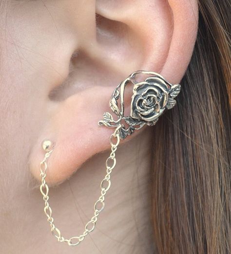 Ear Cuff Chain, Earring Cuff Chain, Cuff Earring, Hammered Hoop Earrings, Gold Ear Cuff, Silver Ear Cuff, Ear Cuff Earings, Spiral Earrings, Simple Bracelets