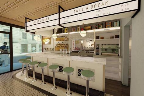 NYC Diner Old John’s Luncheonette Returns to the UWS Next Month - Eater NY Diner Counter Design, Modern Diner Aesthetic, Modern Diner Design, Old Diner Aesthetic, Retro Diner Decor, Diner Counter, Diner Nyc, Modern Diner, Upper West Side Nyc