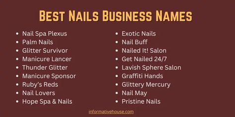 399+ The Most Attractive Press On Nails Business Names Nail Bar Names Ideas, Nail Business Names Ideas Unique, Nail Shop Names Ideas, Nail Business Names, Nail Business Names Ideas, Press On Nails Business, Nail Salon Names, Step To Success, Salon Names Ideas