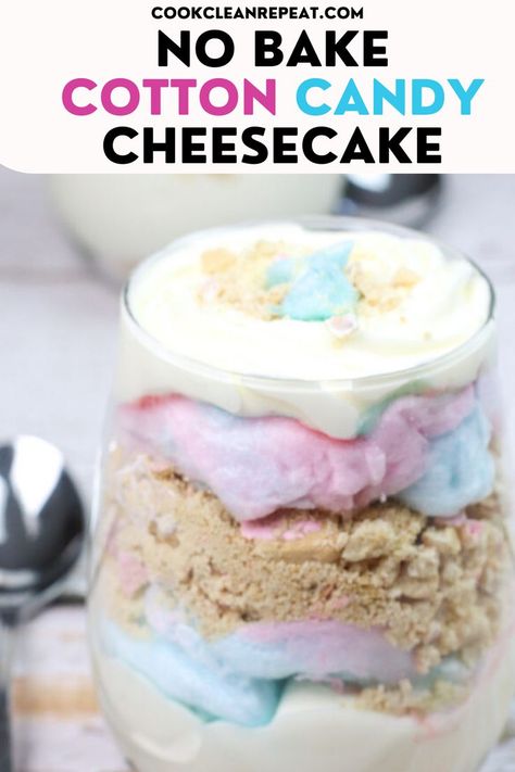 cotton candy cheesecake in a glass jar Cotton Candy Recipes, Cotton Candy Cheesecake, Candy Cheesecake, Frosted Animal Cookies, Cotton Candy Recipe, Candy Cookies Recipes, Make Cheesecake, Cheesecake In A Jar, Cotton Candy Flavoring