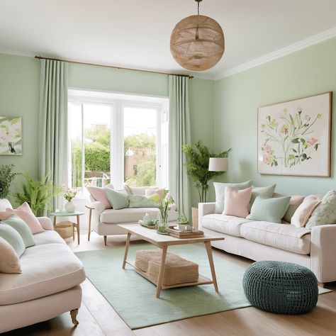 47 Green Living Room Ideas - Transform Your Space with Nature-Inspired Decors Mint Green Home Decor, Mint Green Living Room Ideas, Living Room Mint Green, Pale Green Living Room, Mint Green Living Room, Mint Living Rooms, Living Room Theme, Green Living Room Ideas, Green Painted Walls