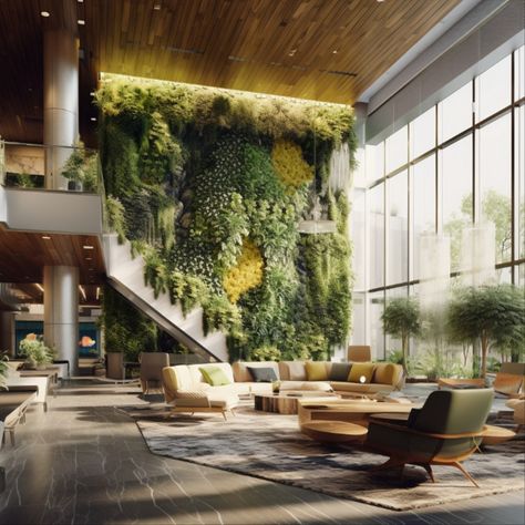 Biophilic Design Interiors Healthcare, Biofilia Interior Design, Wellness Center Architecture, Healing Architecture, Garden Ceiling, Jungle Floor, Wellness Center Design, Hotel Lobby Lounge, Lobby Designs