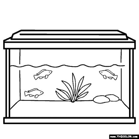 Tropical Fish Tank Coloring Page Fish Tank Tattoo, Fish Tank Sketch, Fish Tank Art, Fish Tank For Kids, Aquarium Tattoo, Fish Tank Drawing Art, Aquarium Drawing For Kids, Fish Tank Drawing, Fish Tank Drawing For Kids