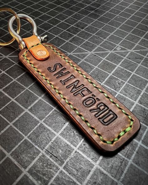 Special fob for a special client. Leather Key Fob Pattern, Fob Bracelet, Faux Leather Key Fob, Tooled Leather Keychain Fob, Machine Embroidered Key Fobs, Leather Crafts, July 17, Custom Leather, Leather Craft