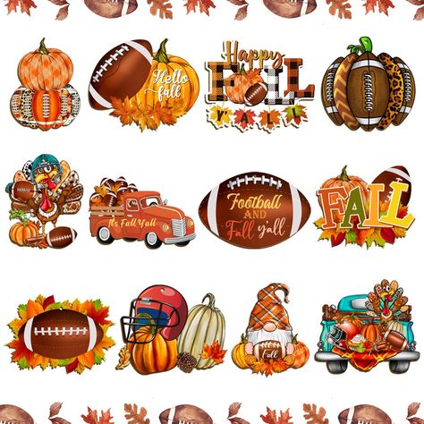 PRICES MAY VARY. 🏈【FALL】We have prepared wonderful autumn decorations!you will get 24pcs fall football wood ornaments and rope.Each decoration top has holes so you can use rope to hang it anywhere indoors to celebrate your home. 🍁【FOOTBALL】Carefully designed 12 different styles of wood ornaments,they are not only full of autumn atmosphere, but also cleverly combines fall elements with football sports.Our decorations will definitely make this fall holiday more interesting. 🏈【QUALITY】Football a Fall Football Chalkboard Art, Game Day Clipart, Fall Door Hangers Wooden Football, Turkey Football Clip Art, Football Thanksgiving, Gnome Pumpkin, Fall Elements, Decorations For Home, Fall Football