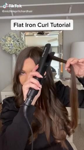 Flat Iron Curl Tutorial [Video] | Curl hair with straightener, Hair curling tips, Hair highlights Hair With Straightener, Flat Iron Curls Tutorial, Hair With A Straightener, Curl Hair With Straightener, Curl Tutorial, Hair Curling Tips, Curly Hair Videos, Flat Iron Curls, Curls For Long Hair