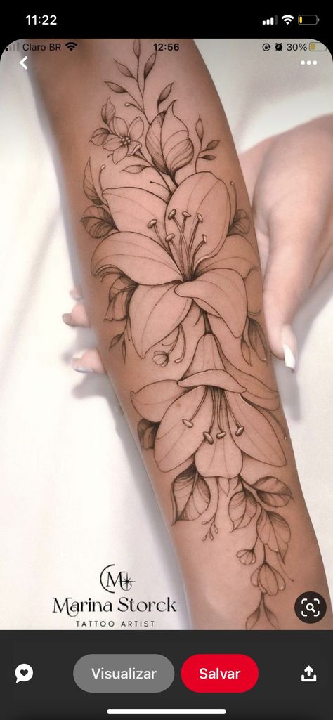 Lilly Tattoo Color, Lilly Tattoo, Lillies Tattoo, Tattoo Color, Color Tattoo, Flower Tattoo, Tattoos, Skin, Color