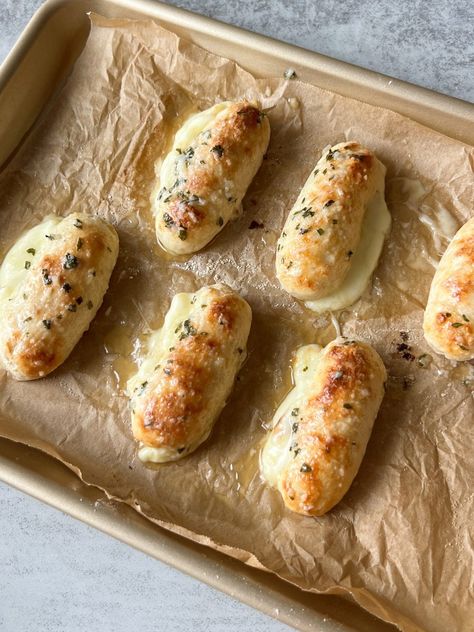 Small-batch Breadsticks with Greek Yogurt Dough - Something Nutritious Greek Yogurt Dough, Greek Yogurt Bread, Yogurt Dough, Simple Garlic Butter, Garlic Monkey Bread, Yogurt Bread, Nut Rolls, Bread Sticks Recipe, Flour Substitute